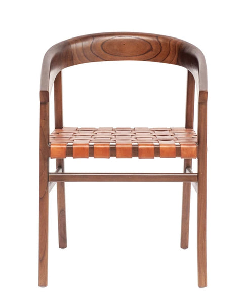 Cedar & Woven Leather Chair