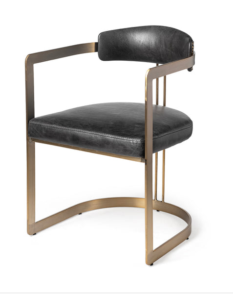 Black Leather & Iron Dining Chair