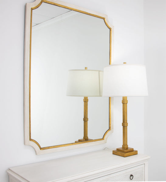 Gold Leaf Lamp w/ Square Navy Shade