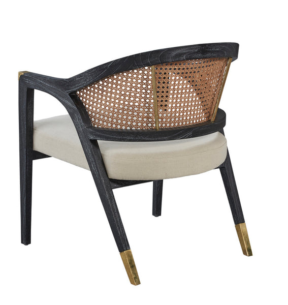Mahogany & Cane Curved Accent Chair