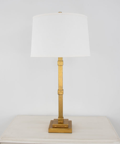 Gold Leaf Lamp w/ Square Navy Shade