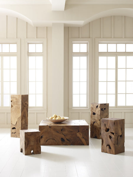 Teak Slice Square Stool