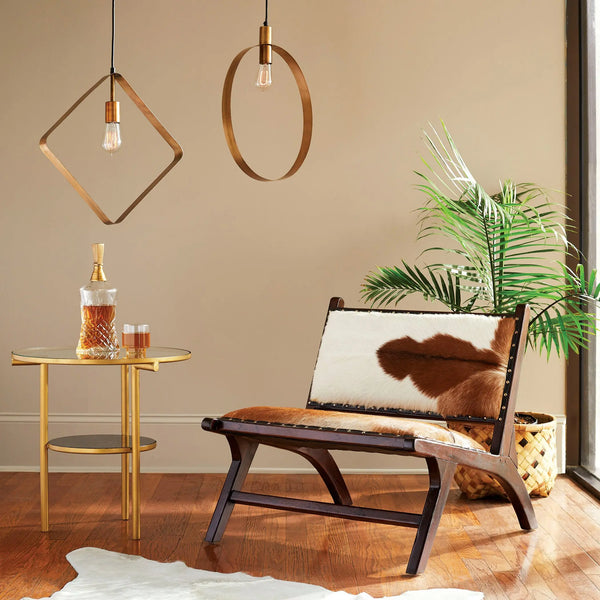 Diamond Iron & Antique Brass Pendant