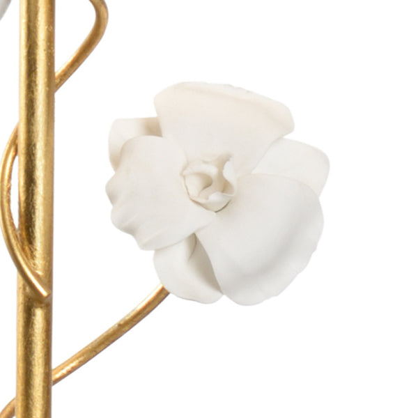 Porcelain Orchid Lamp w/ Crystal Base