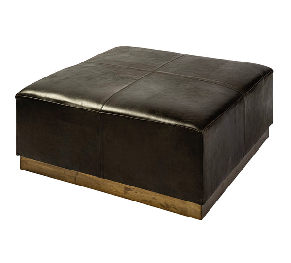Black Leather Square Ottoman