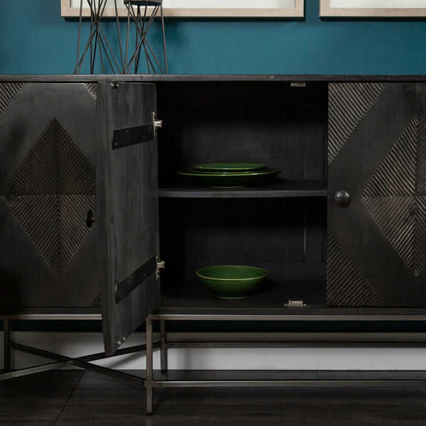 Diamond Pattern Wood Sideboard