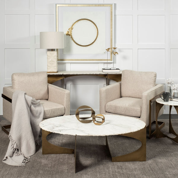 Cream & Gold Steel Accent Chair