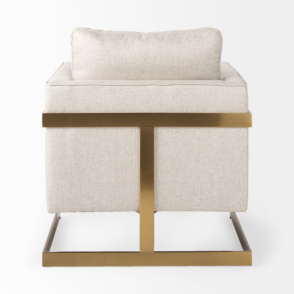 Cream & Gold Steel Accent Chair