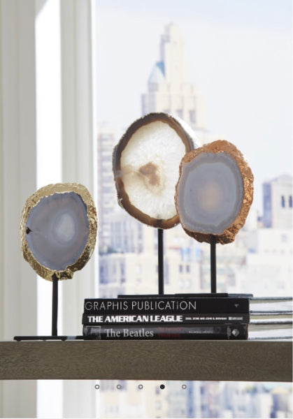 Agate Sculpture Bronze Edge