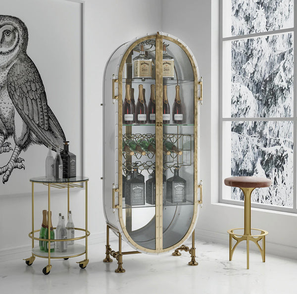 Glass & Marble Side Bar Cart/ Side Table