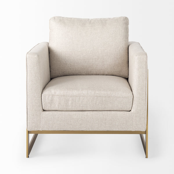 Cream & Gold Steel Accent Chair