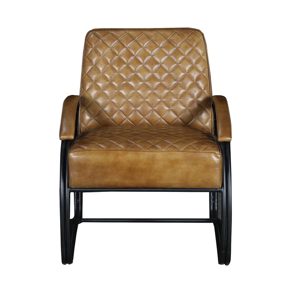 Vintage Leather &  Iron Accent Chair