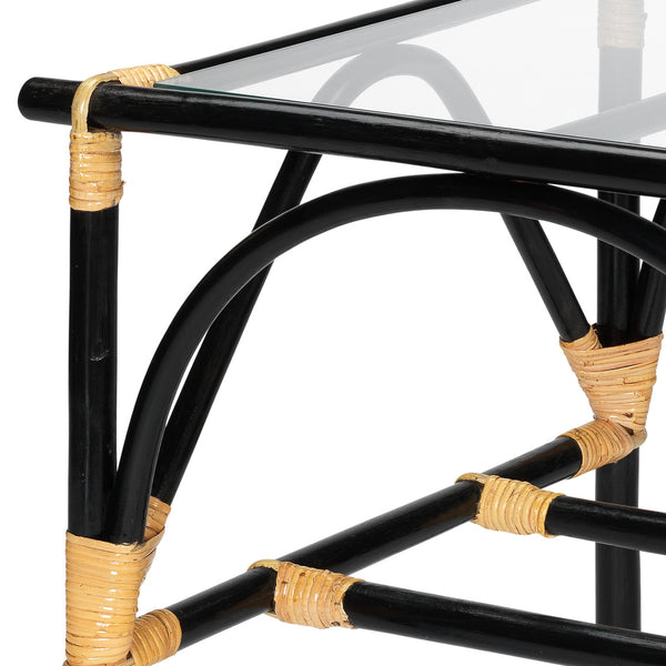 Black Rattan Side Table