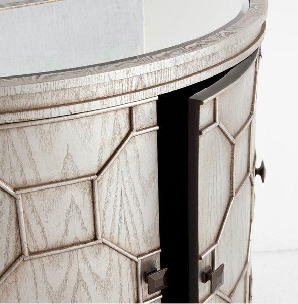 Mirror Top 4 Door Demilune Cabinet