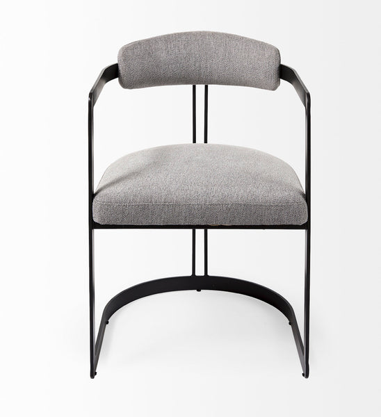 Grey Fabric & Curved Black Iron Chair