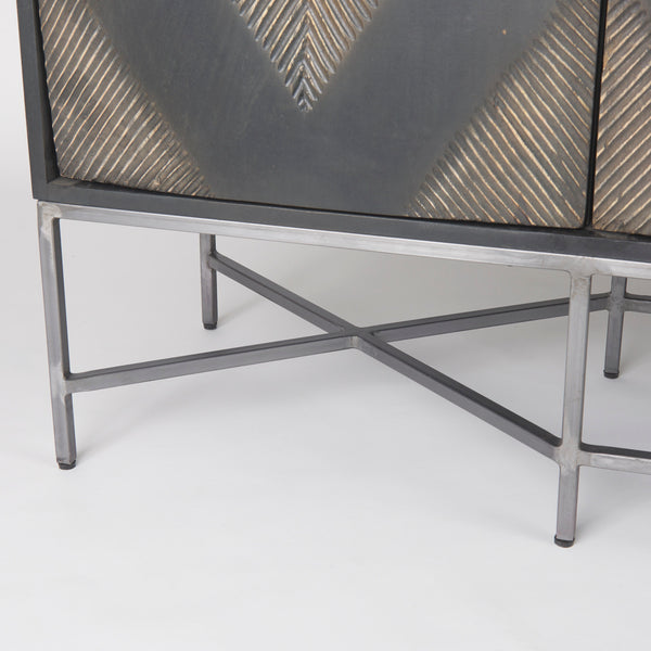 Diamond Pattern Wood Sideboard