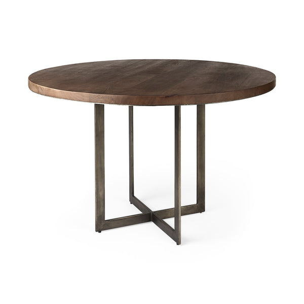 48” Brown Wood & Iron Dining Table