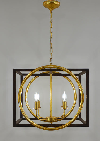 Brown & Gold Square Chandelier