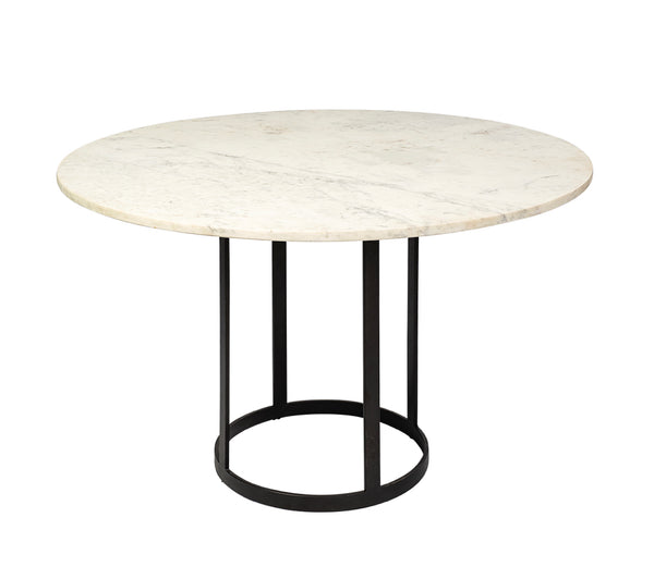 48” Marble Table w/ Black Iron Base