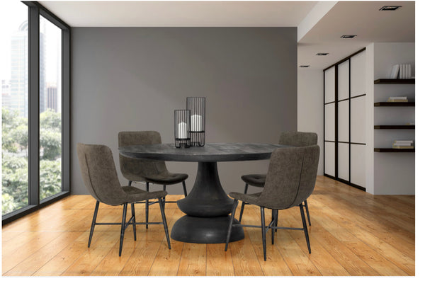 60” Dark Brown Solid Wood Table