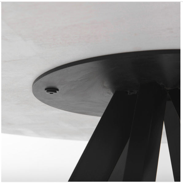 48” Marble & Black Iron Dining Table