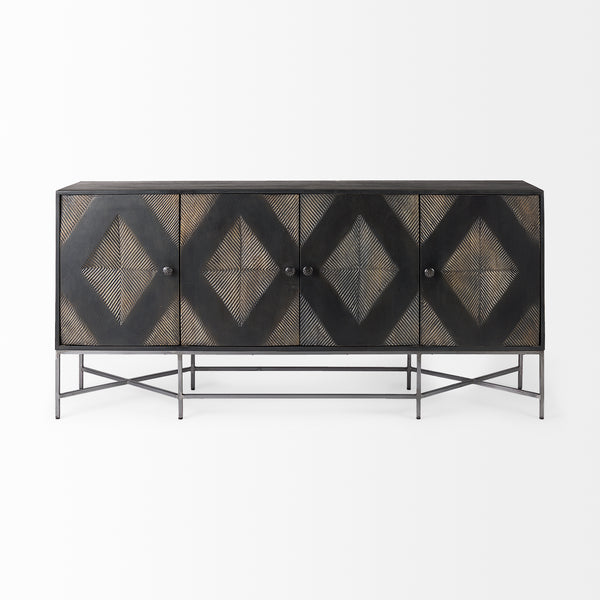 Diamond Pattern Wood Sideboard