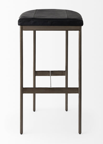 Black Faux Leather Bar Stool