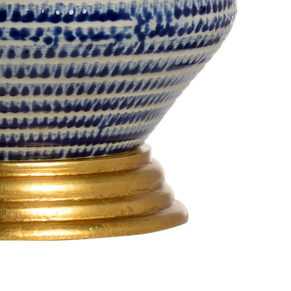 Cobalt Blue & White Glazed Porcelain Lamp
