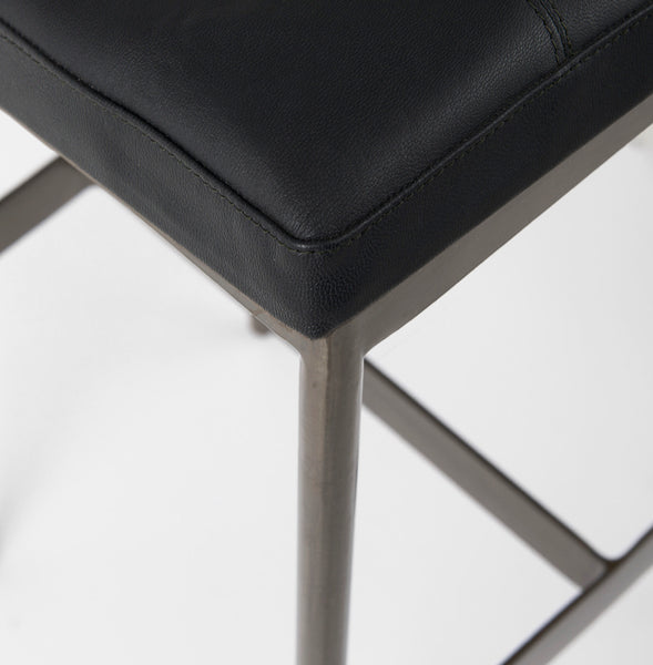 Black Faux Leather Bar Stool