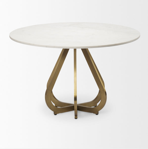 48” Marble & Gold Iron Dining Table