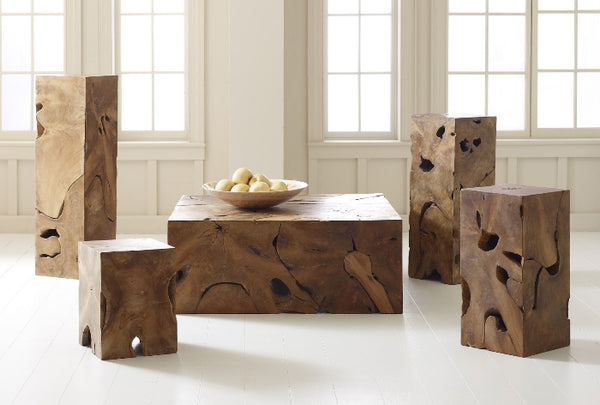 Teak Slice Square Stool
