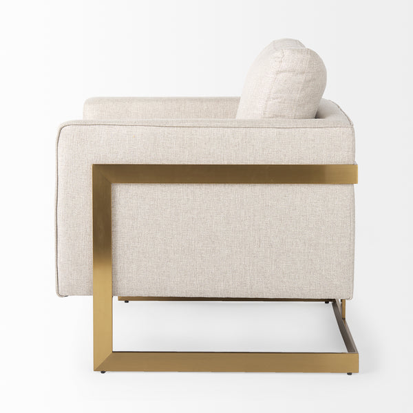 Cream & Gold Steel Accent Chair