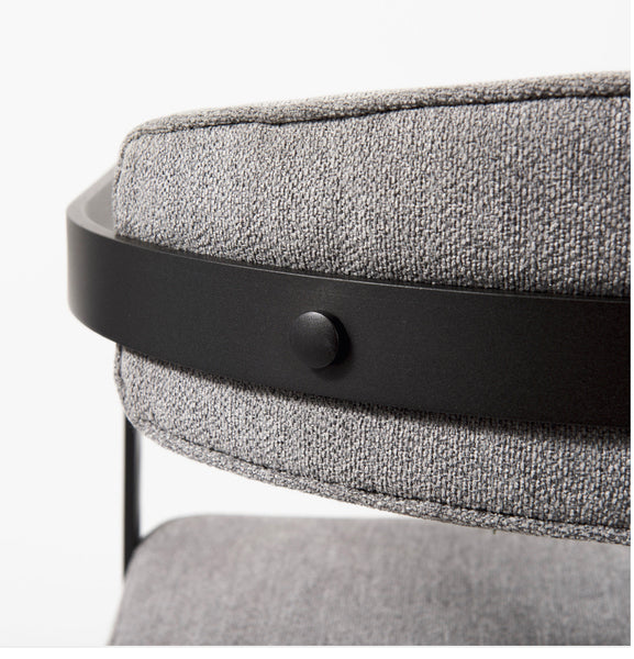 Grey Fabric & Curved Black Iron Chair