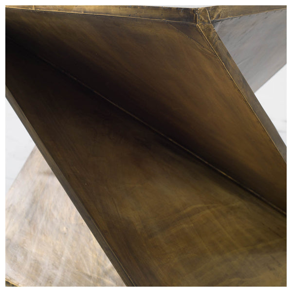 Metal Clad Wood Z Side Table