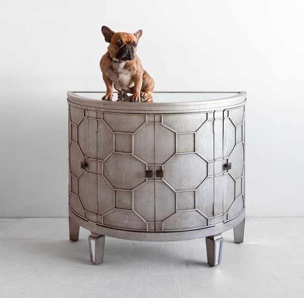 Mirror Top 4 Door Demilune Cabinet