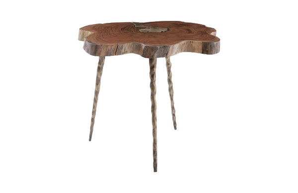 Molten Brass & Wood Side Table lrg