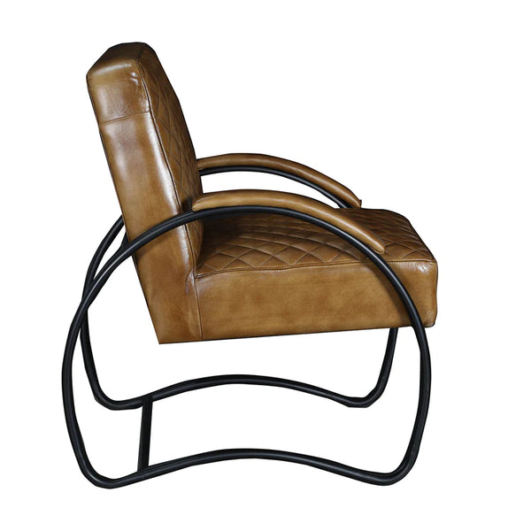 Vintage Leather &  Iron Accent Chair