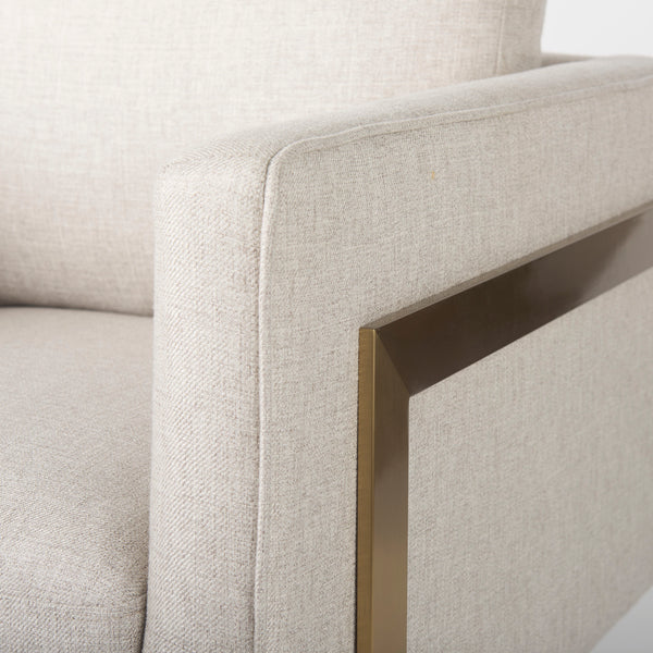 Cream & Gold Steel Accent Chair