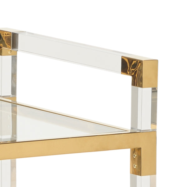 Acrylic Bar Cart w/ Brass Finish