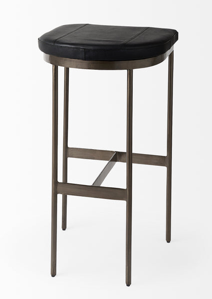 Black Faux Leather Bar Stool