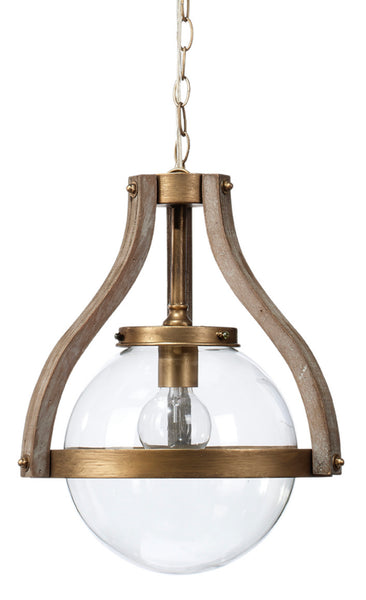 Handmade Brass & Wood Globe Pendant