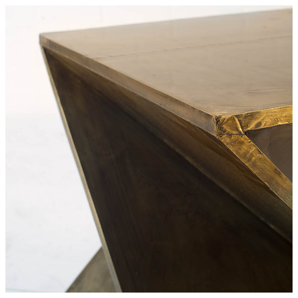 Metal Clad Wood Z Side Table