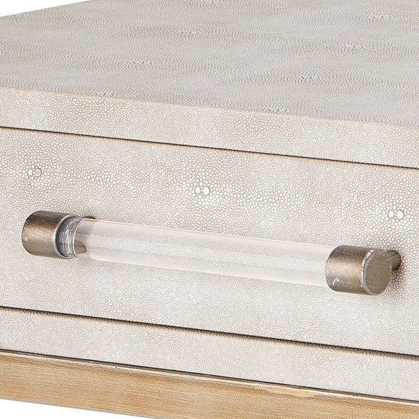 Faux Shagreen Console Ivory