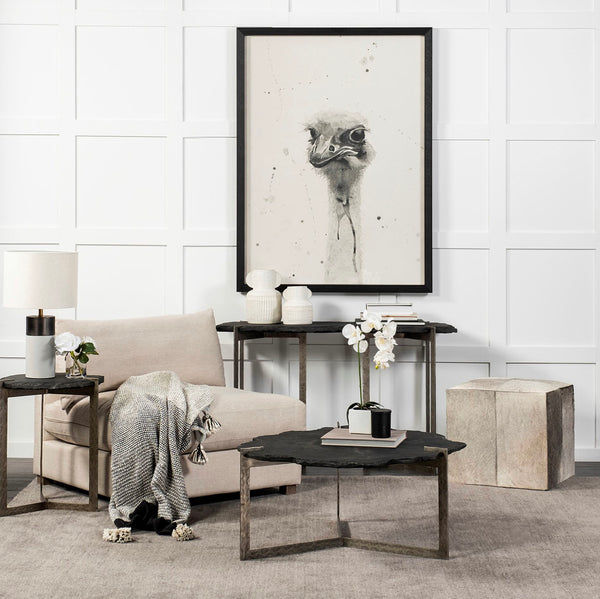 Square Hair on Hide Ottoman