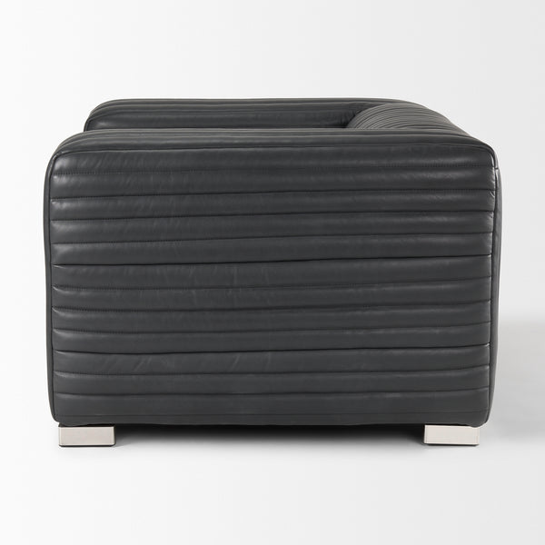 Black Leather Upholstered Arm Chair
