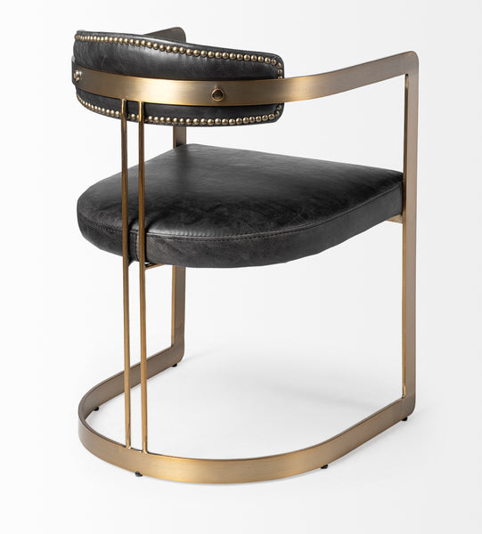 Black Leather & Iron Dining Chair