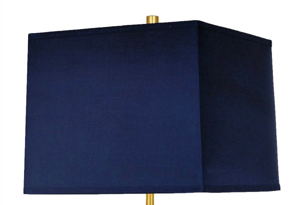 Gold Leaf Lamp w/ Square Navy Shade