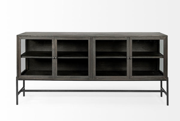 Black/Brown Wood & Glass Cabinet