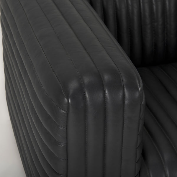 Black Leather Upholstered Arm Chair
