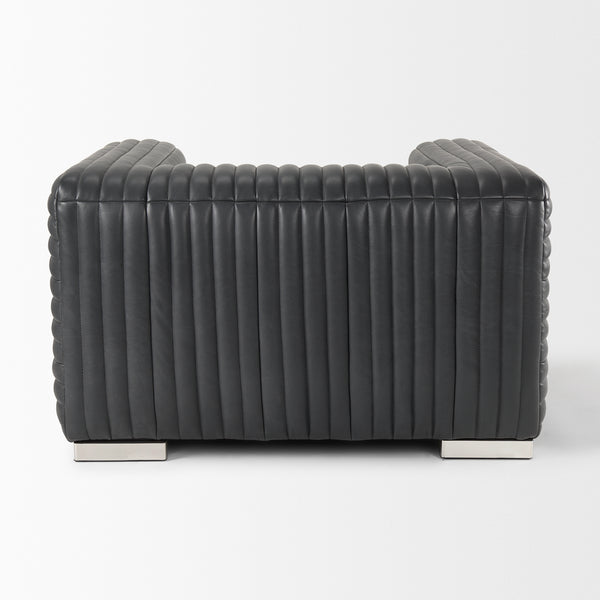 Black Leather Upholstered Arm Chair